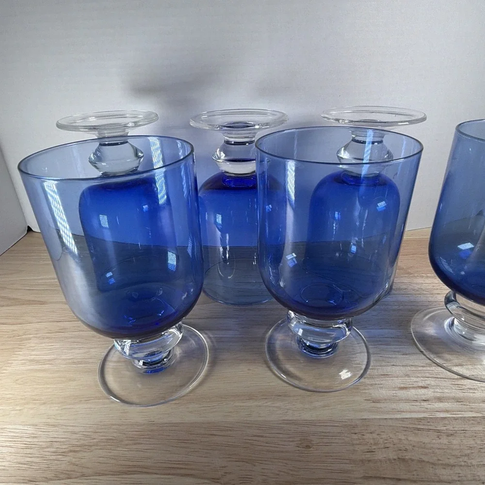 Dansk Genna Azure Blue Iced Tea Glasses Set Of 6 Modern Stemware